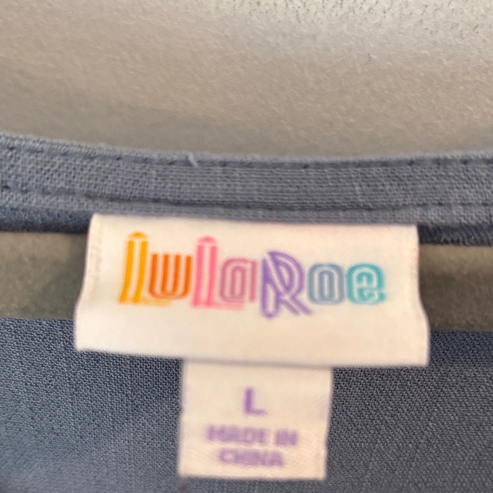 LuLaRoe Gray/ blue  Chaylin dress Large - Picture 2 of 3